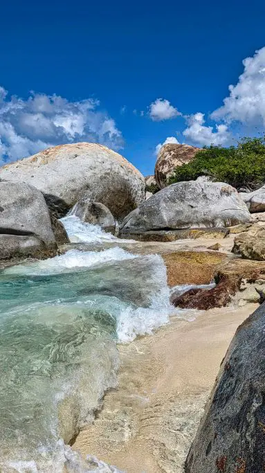 rocks and waves at the baths of virgin gorda